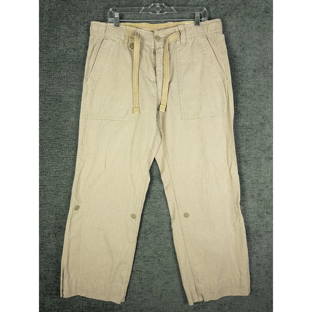 Gap Detailed Function Durability Y2K Cargo Pants Mens L Khaki Tan Striped Workwe